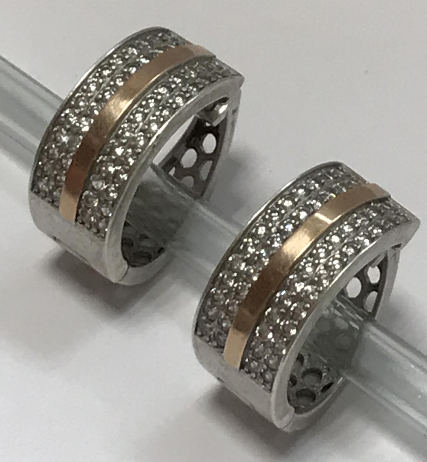 Серебряные серьги с позолотой и цирконием (33595085) 3