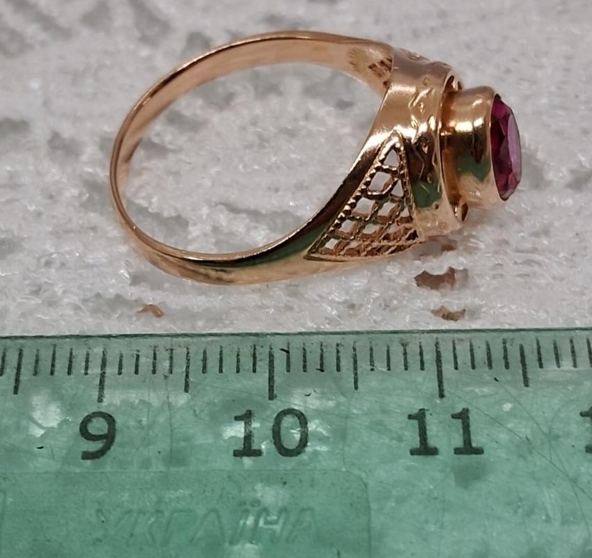 Кольцо из красного золота с корундом (32858019)  7