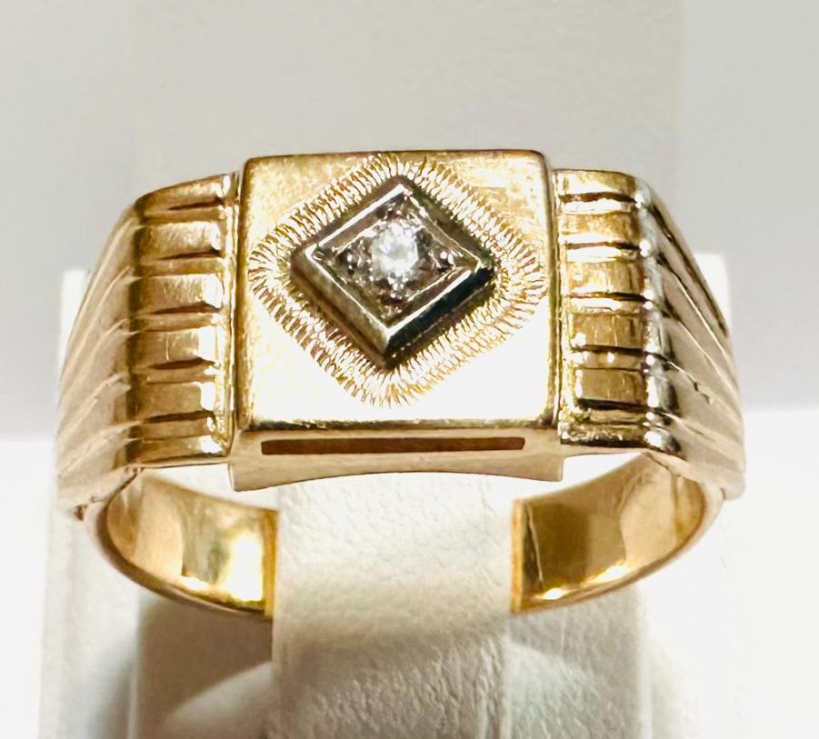 Перстень из красного и белого золота с цирконием (33197168) 0