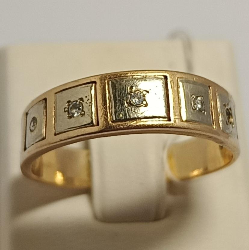Кольцо из красного и белого золота с цирконием (33955580)  0