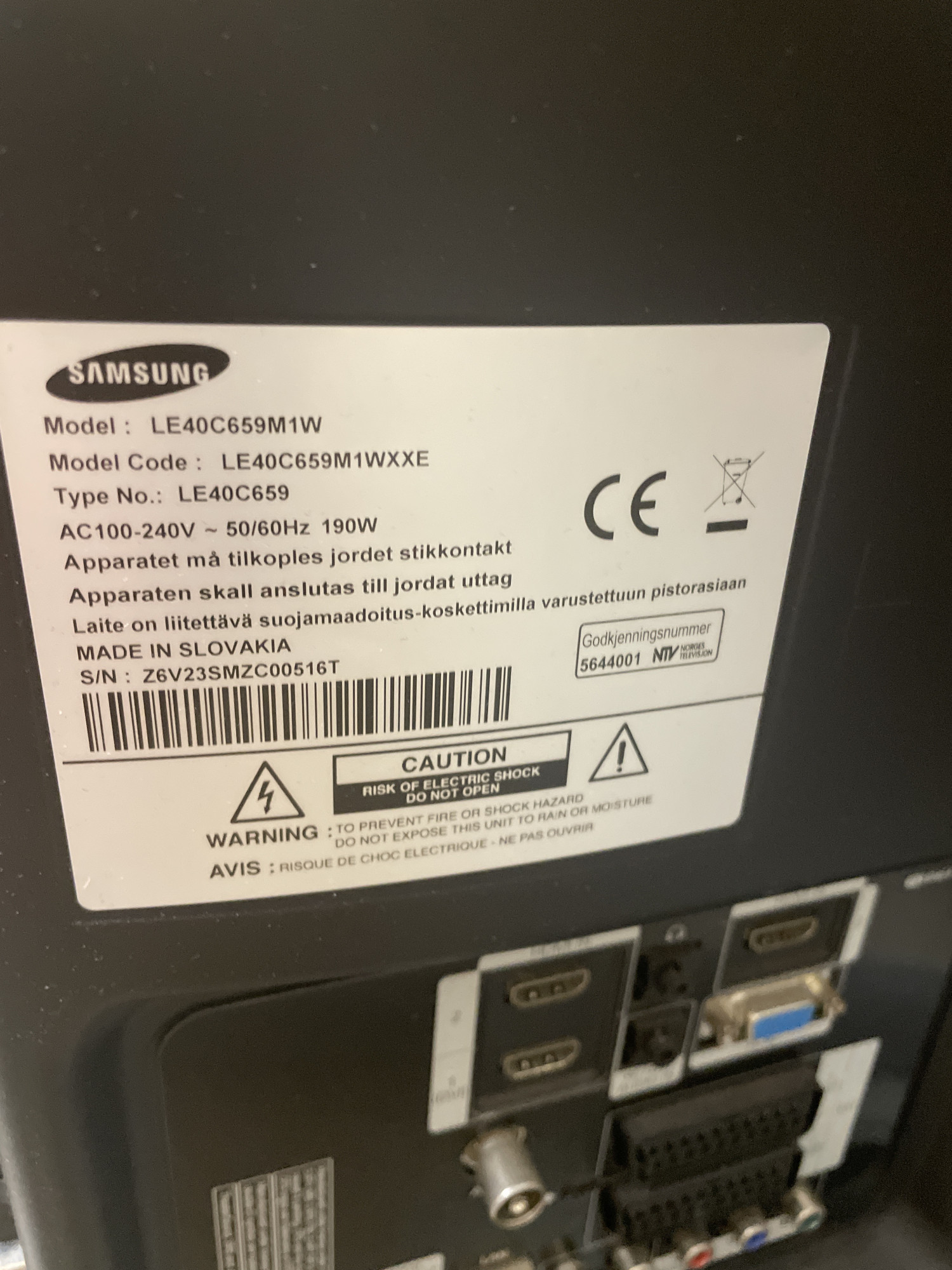Телевизор Samsung LE40C659M1W 2
