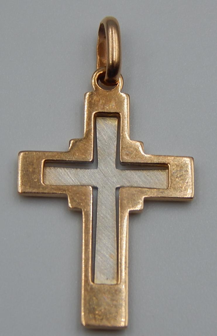 Подвес-крест из красного и белого золота (32560152) 0