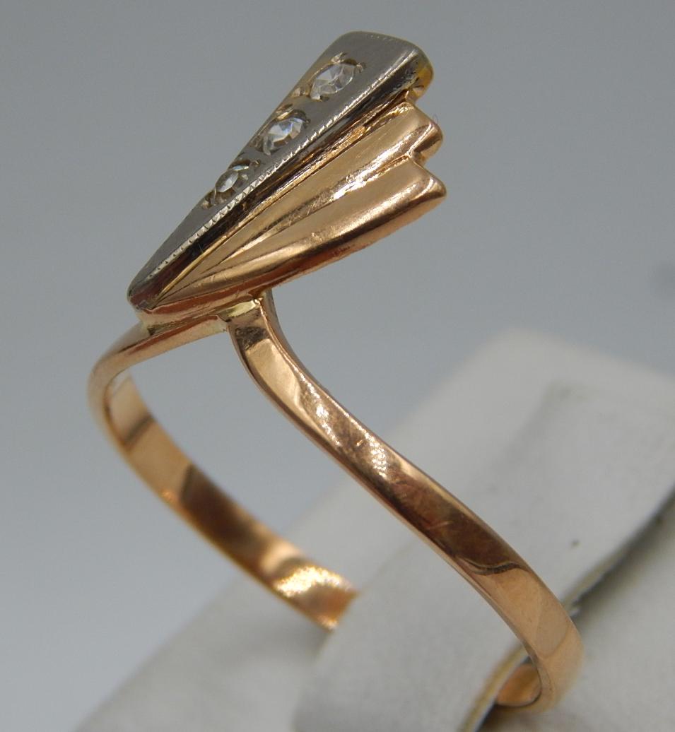 Кольцо из красного и белого золота с цирконием (29127197)  3