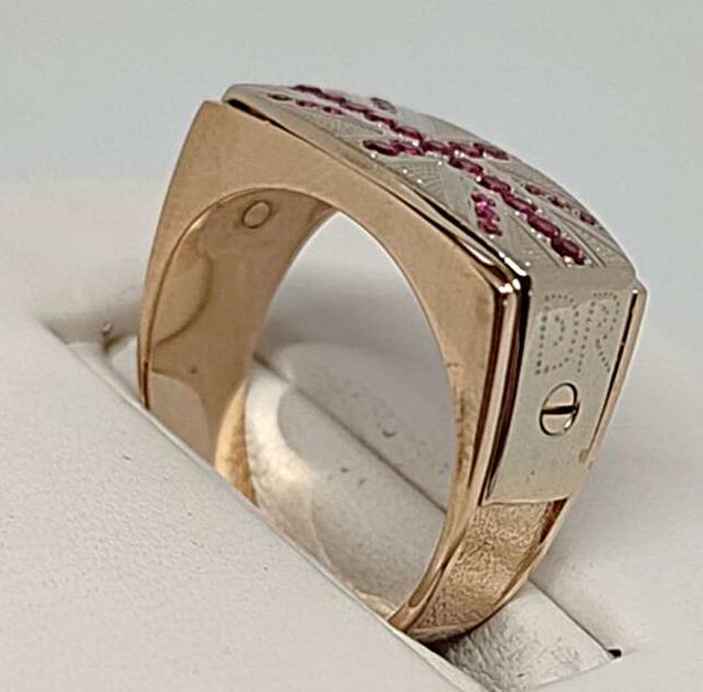 Перстень из красного и белого золота с цирконием (30561587) 2
