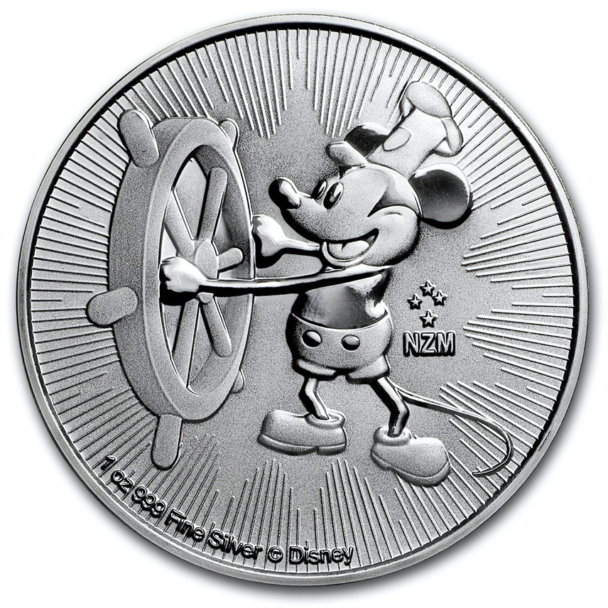 Срібна монета 1oz Пароходик Віллі Дісней 2 долари 2017 Ніуе (33214213) 0