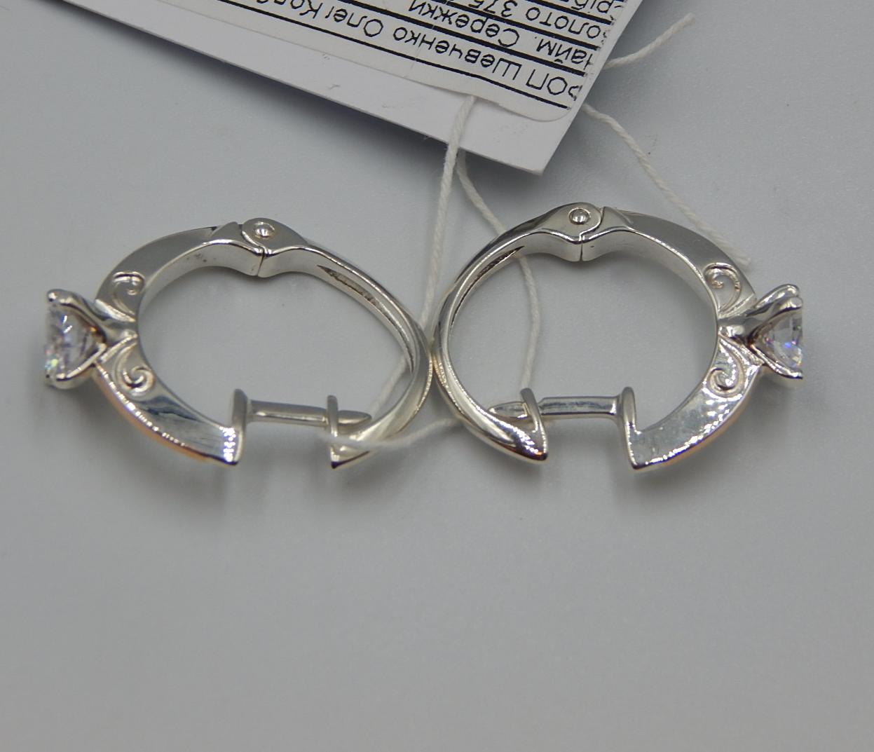 Серебряные серьги с позолотой и цирконием (31969093) 4