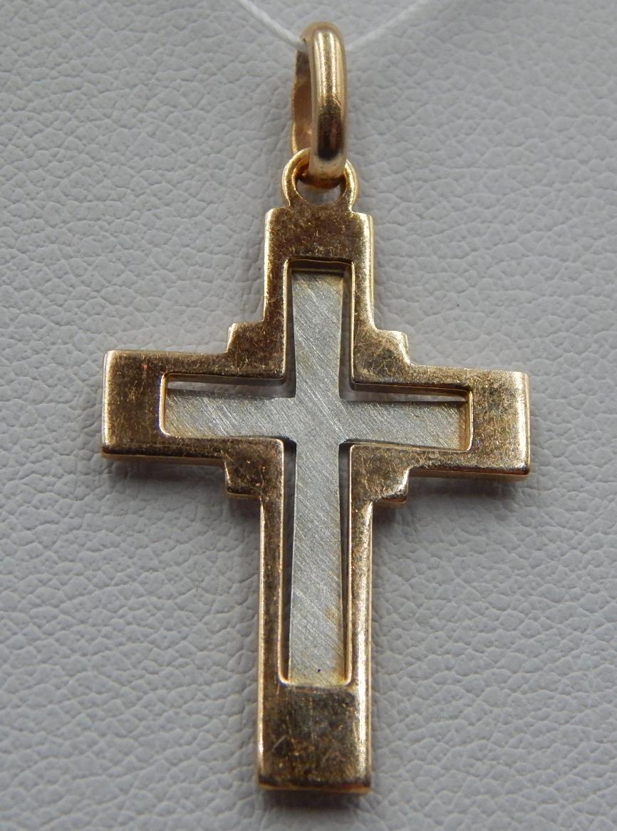 Подвес-крест из красного и белого золота (32554185) 0