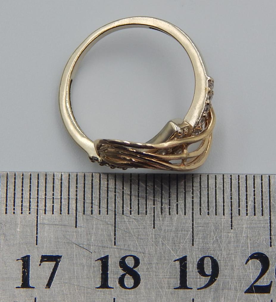 Кольцо из красного и желтого золота с цирконием (33721828) 3