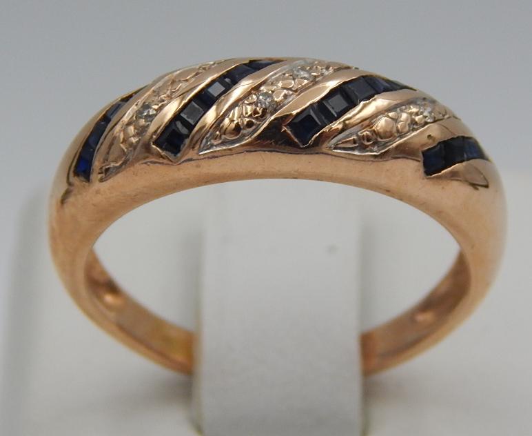 Кольцо из красного золота с сапфиром и бриллиантом (-ми)  (30762810) 1