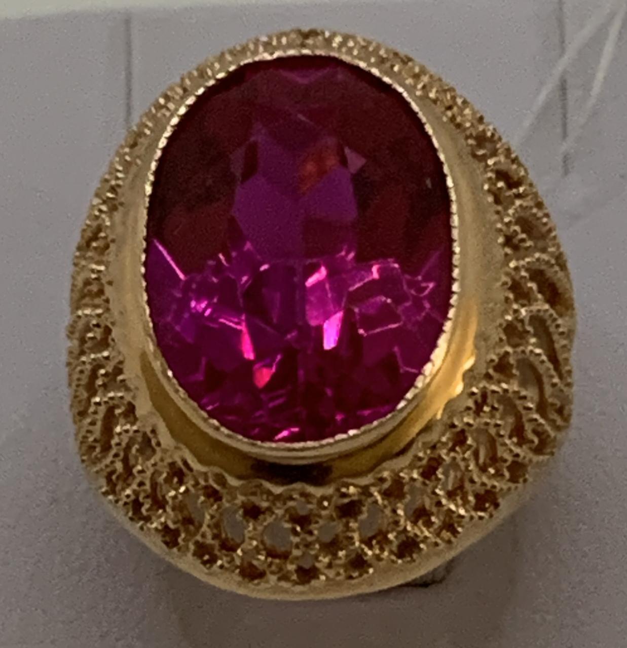 Кольцо из красного золота с цирконием (32562484)  2