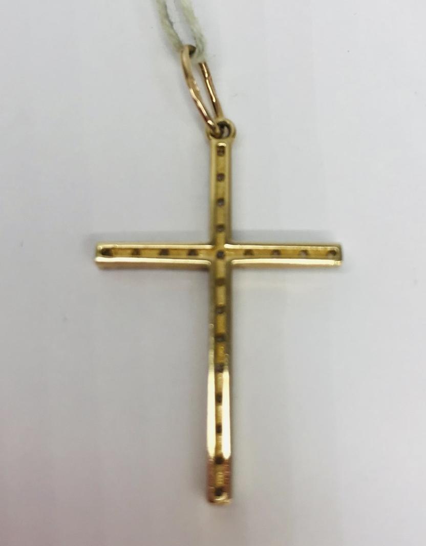 Подвес-крест из красного и белого золота с цирконием (29290043) 1