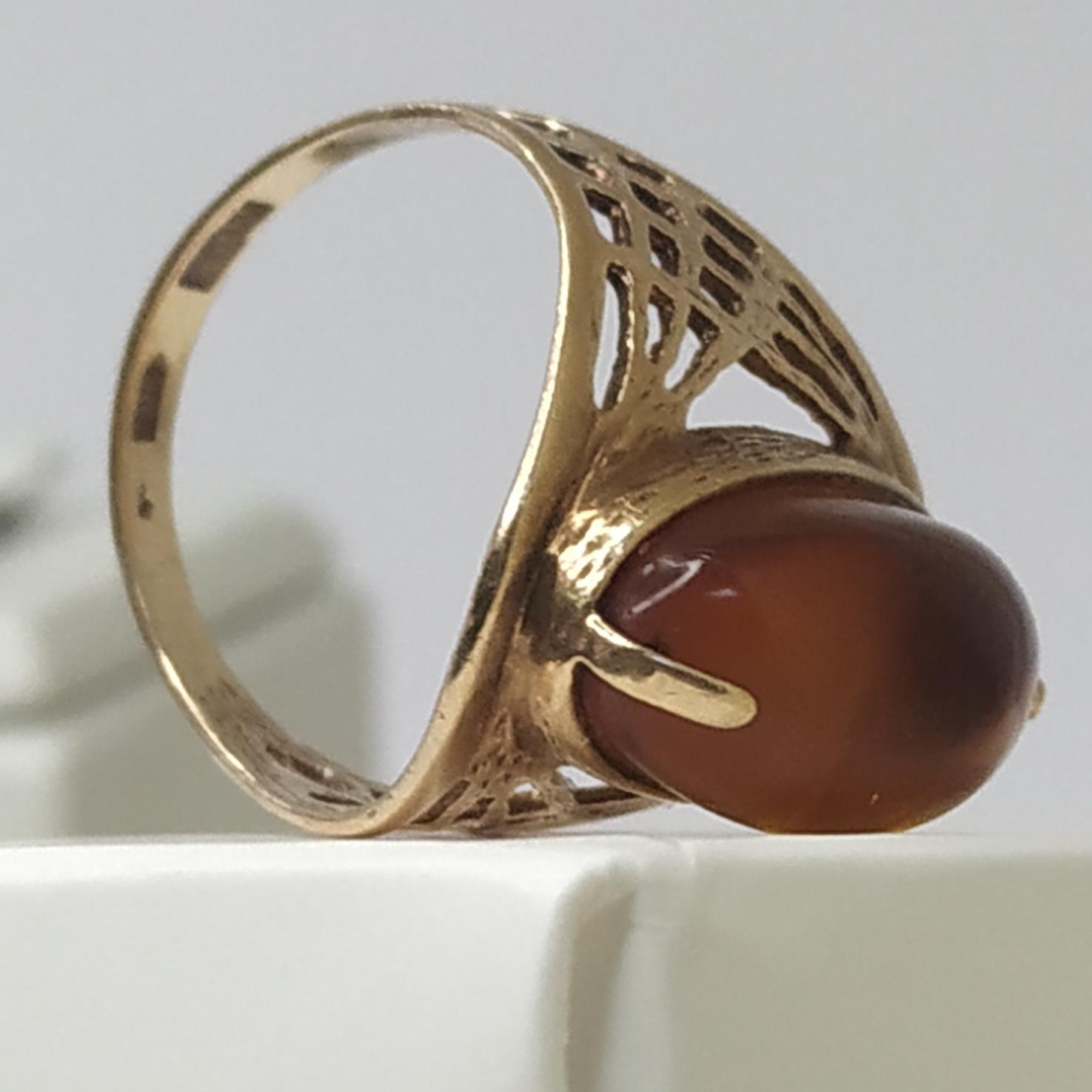 Кольцо из красного золота с янтарем (30488487) 6