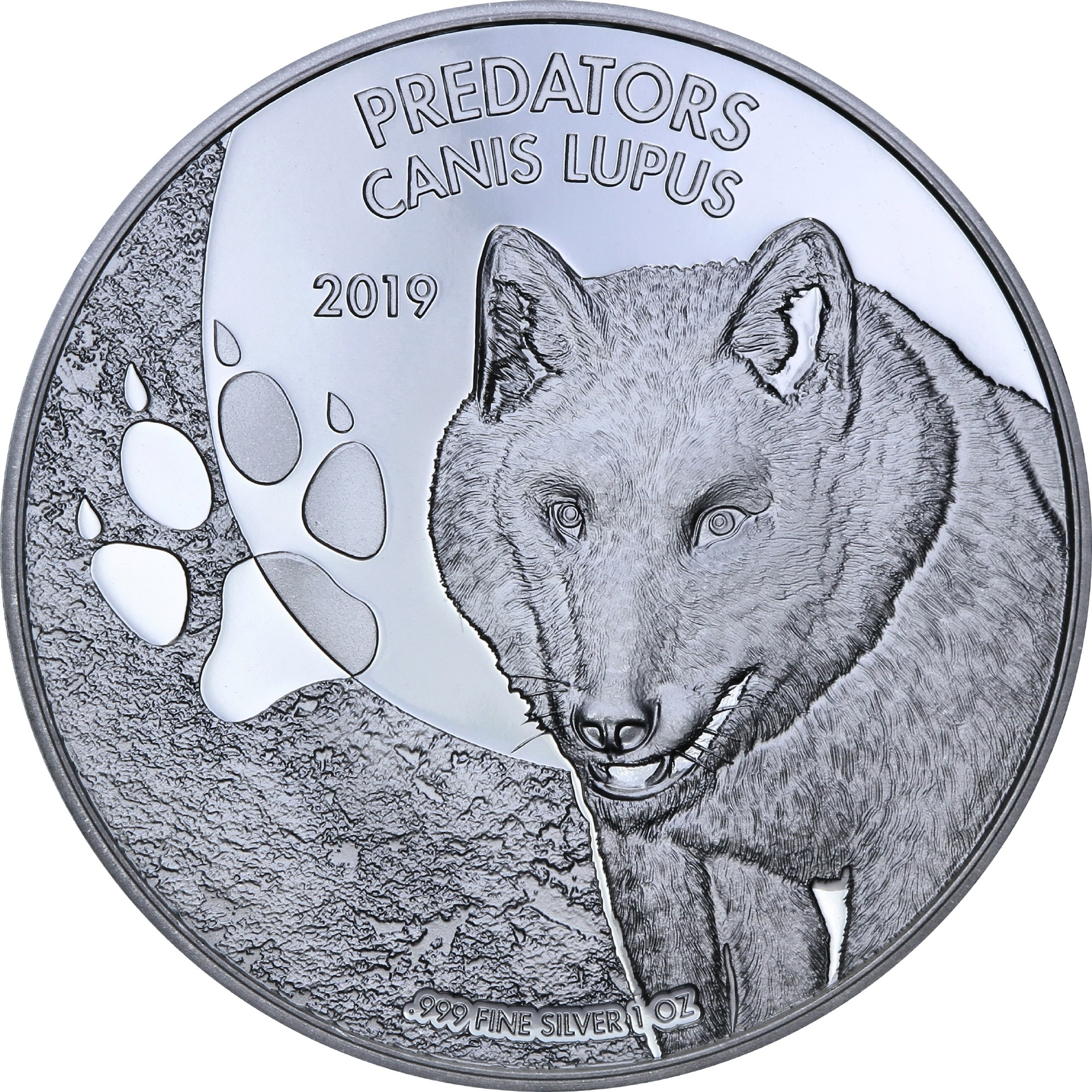Серебряная монета 1oz Волк (Canis Lupus) 20 франков 2019 Конго (29127484) 0