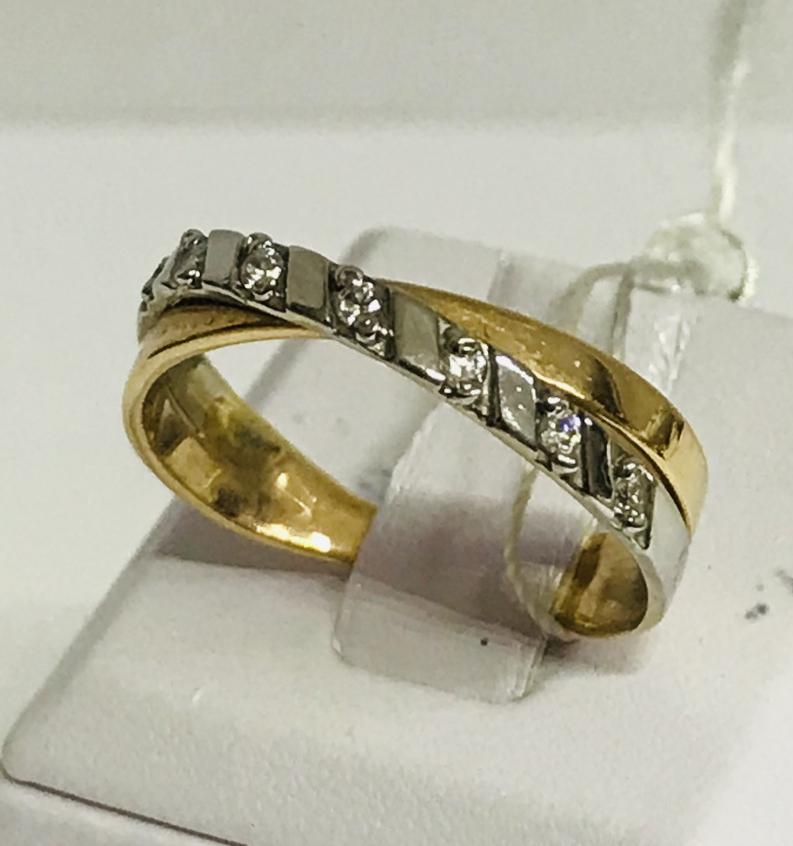 Кольцо из красного и белого золота с цирконием (29782601) 0