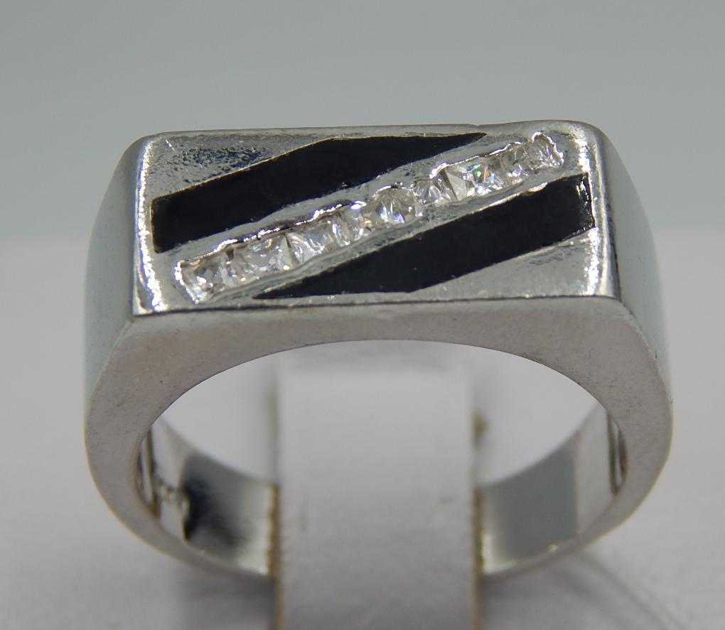 Срібний перстень з емаллю та цирконієм (33752069) 0