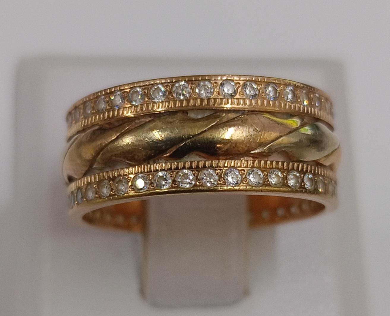 Кольцо из красного и белого золота с цирконием (33724611)  0