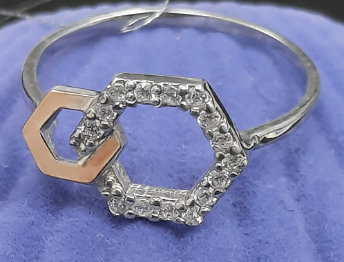 Серебряное кольцо с позолотой и цирконием (31295231) 0