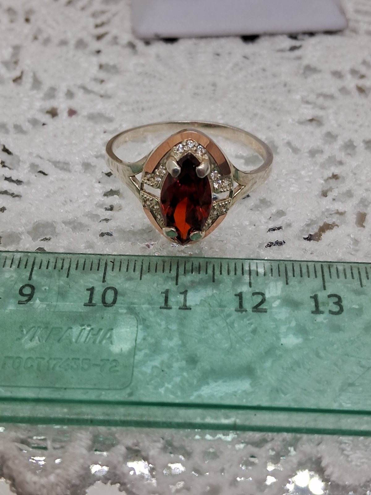 Серебряное кольцо с цирконием и позолотой (32819363) 6