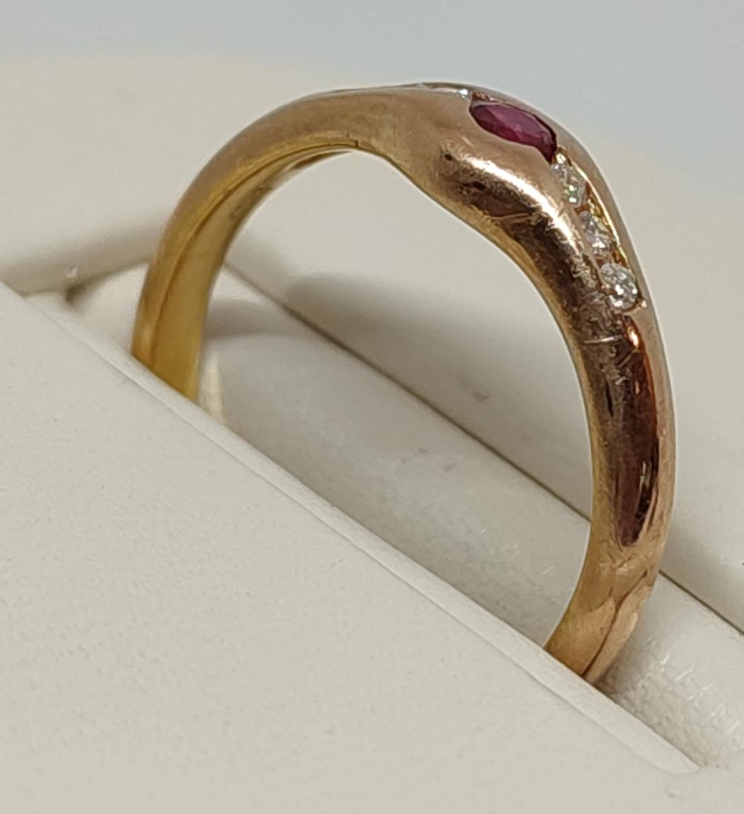 Кольцо из красного золота с сапфиром и бриллиантом (-ми) (30337068) 1