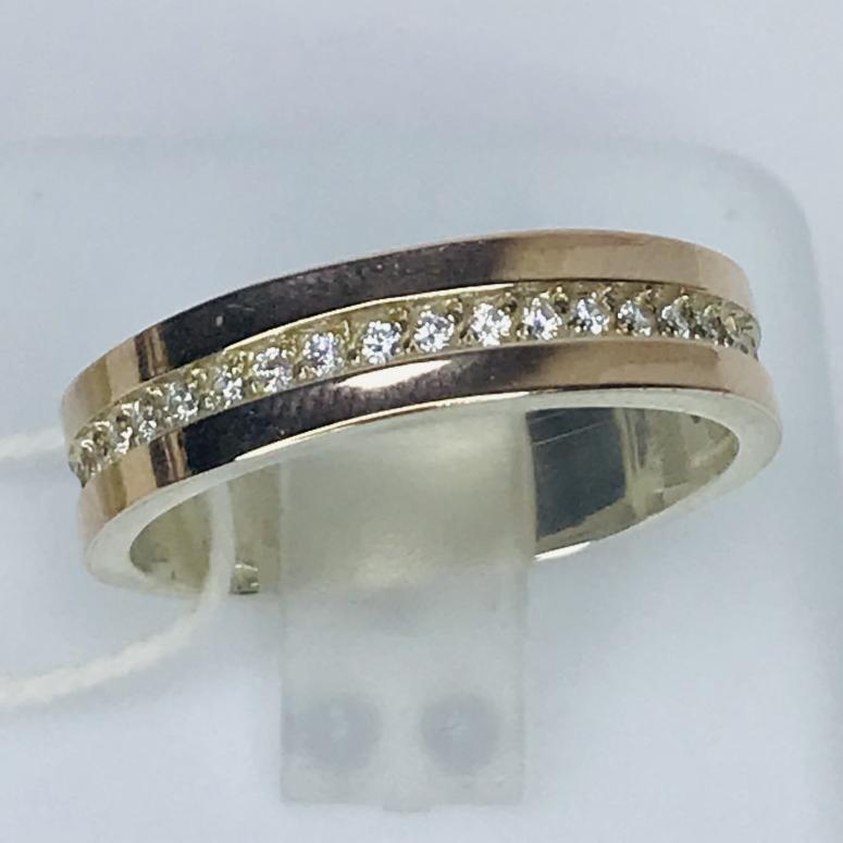 Серебряное кольцо с позолотой и цирконием (33617305) 0