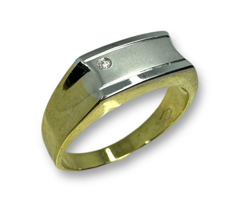 Перстень из желтого и белого золота с цирконием (31774996) 0
