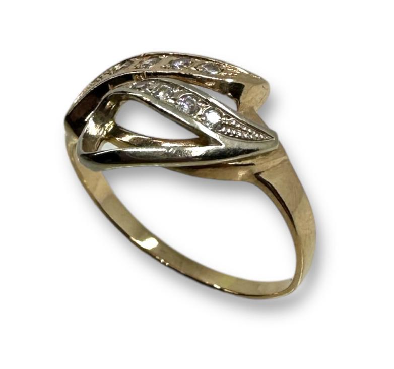 Кольцо из красного и белого золота с цирконием (30486455)  2