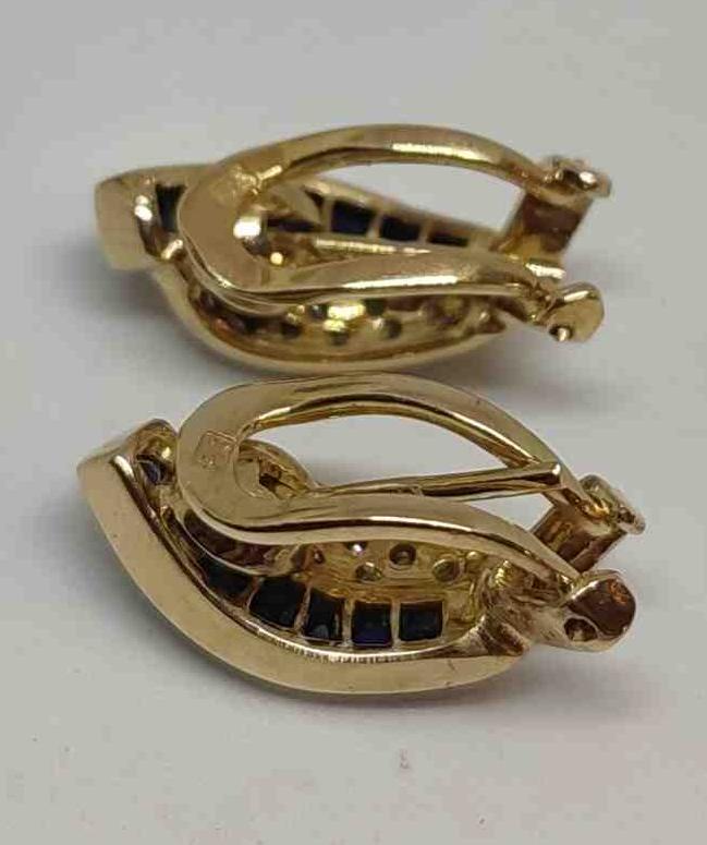 Сережки з жовтого золота з сапфіром і діамантом (-ми) (28449956) 5