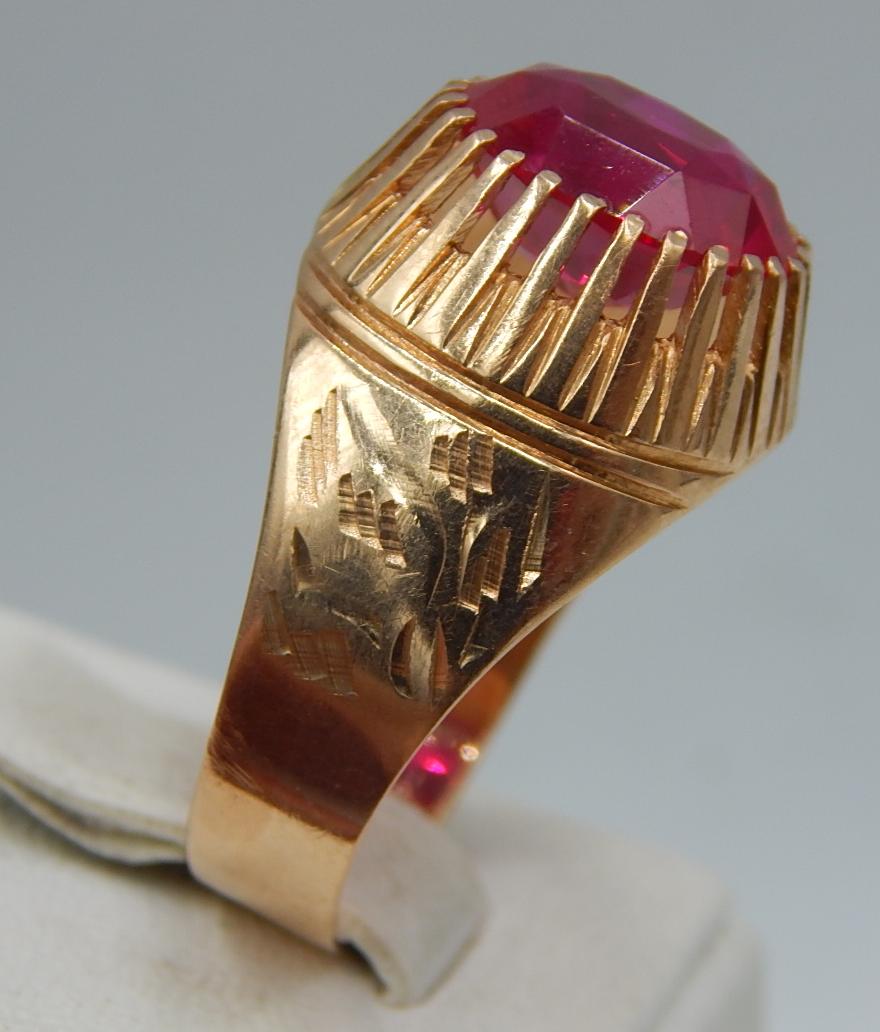 Кольцо из красного золота с корундом (28994060) 3