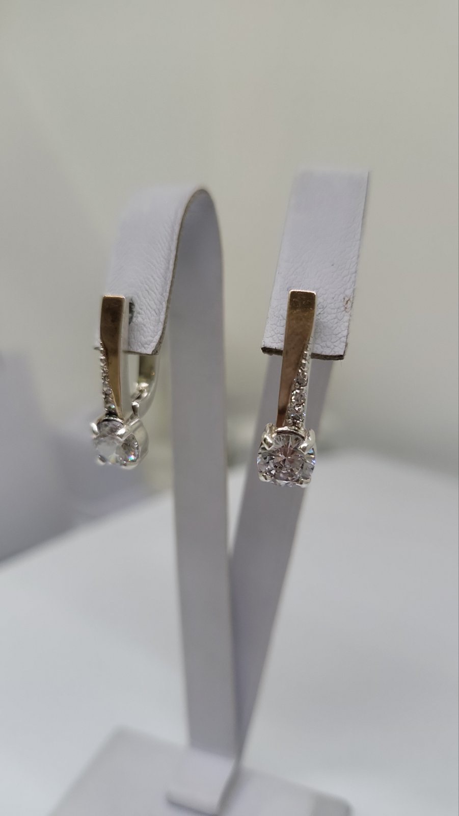 Срібні сережки з цирконієм і позолотою (33620412) 3