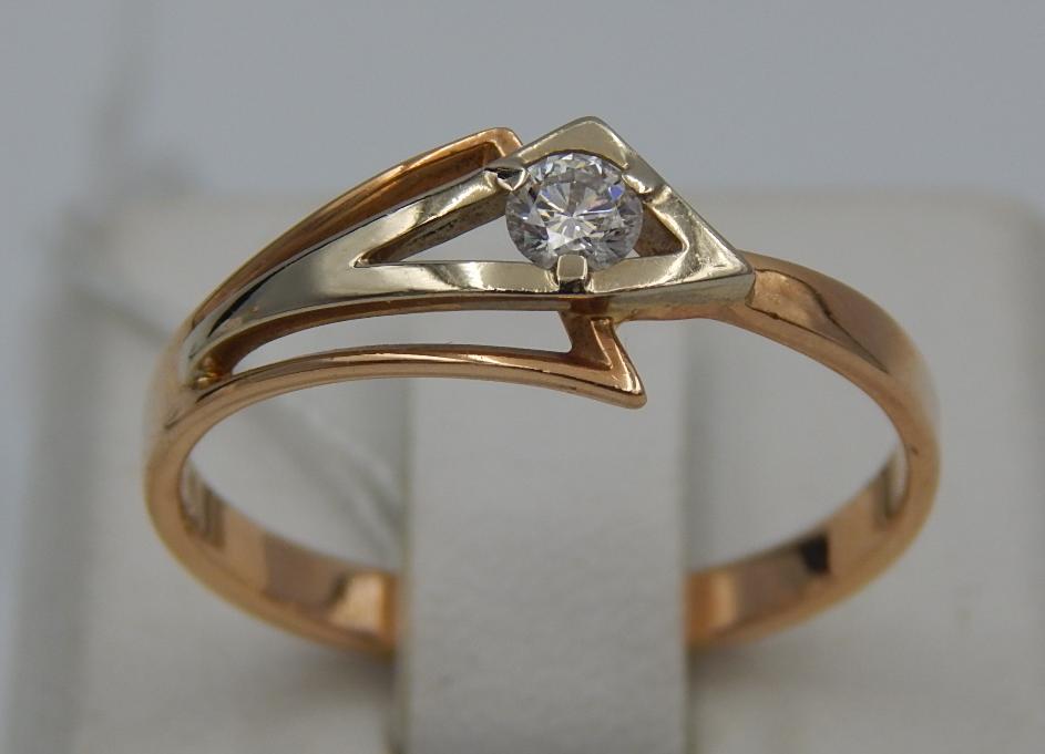 Кольцо из красного и белого золота с бриллиантом (-ми) (30702911) 0