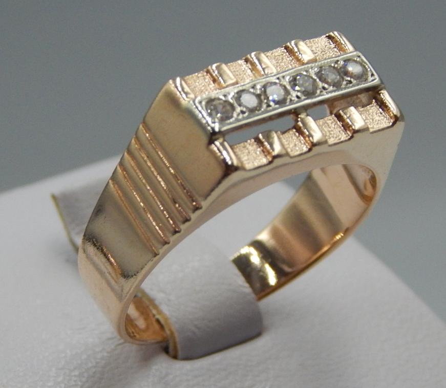 Перстень из желтого и белого золота с цирконием (31761473)  2