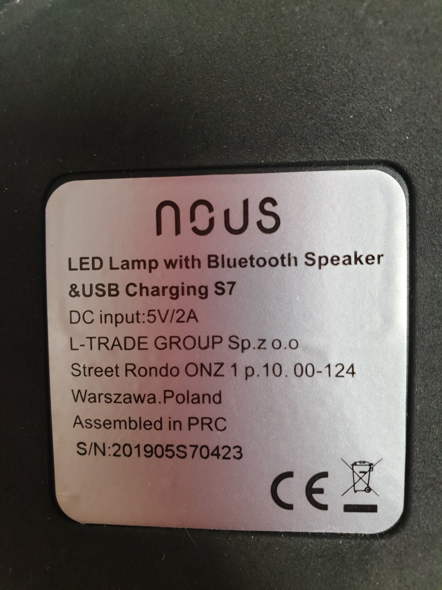 Настольная лампа Nous с Bluetooth-колонкой LED 8 Вт белый S7 2
