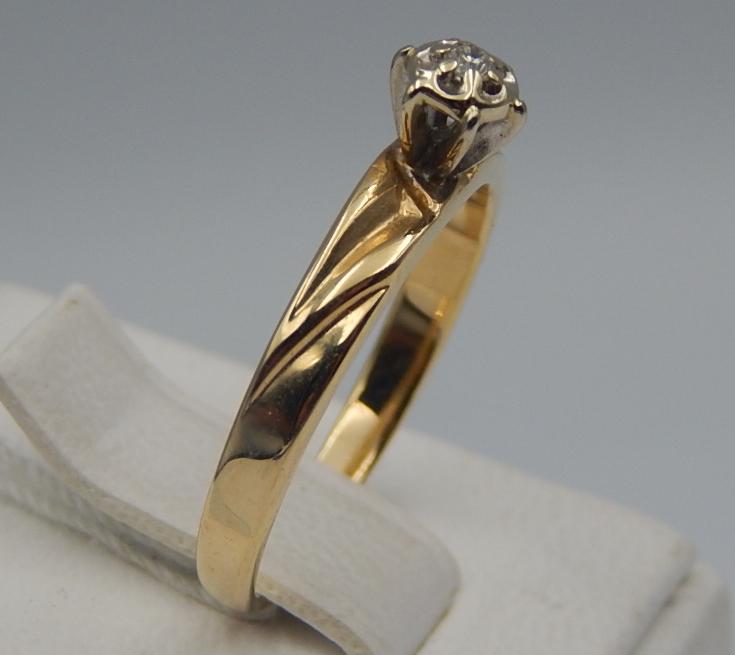 Кольцо из желтого и белого золота с бриллиантом (-ми) (31645737) 2
