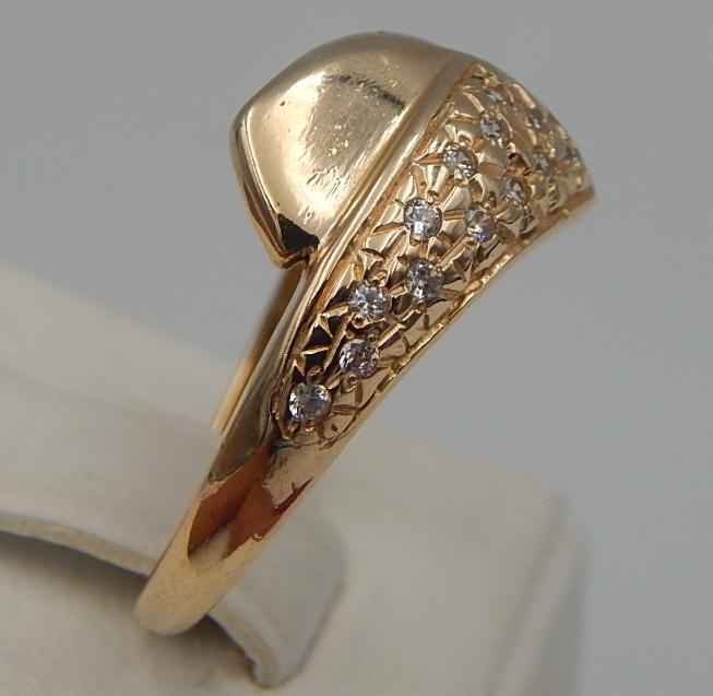 Кольцо из красного золота с цирконием (30172317) 3