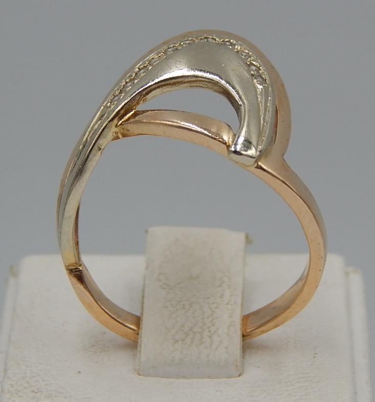 Кольцо из красного и белого золота с цирконием (32440949)  1