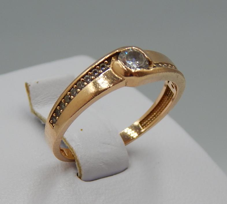 Кольцо из красного золота с цирконием (30808209) 3
