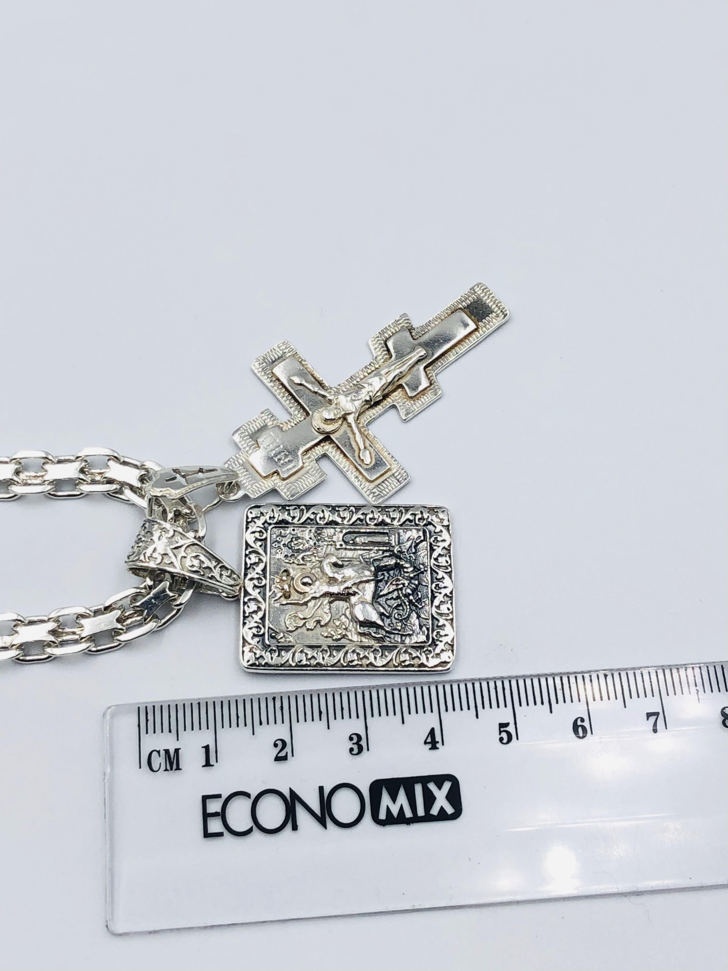 Серебряное колье с ладанкой и крестом (33131167) 3