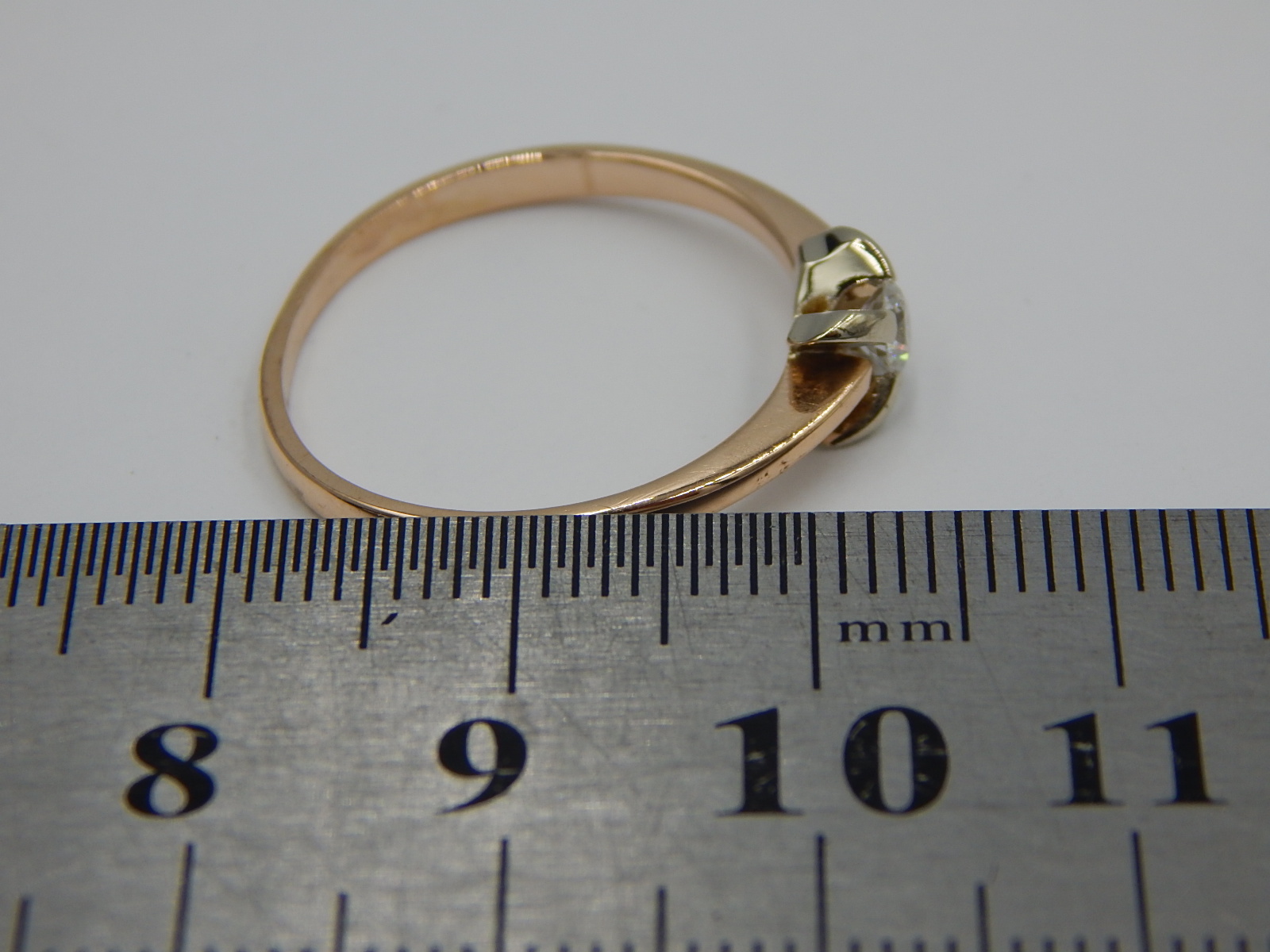 Кольцо из красного и белого золота с бриллиантом (-ми) (31188799) 5