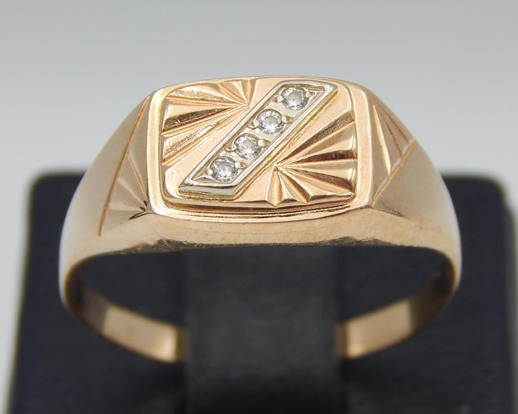 Перстень из красного и белого золота с цирконием (29091731) 1