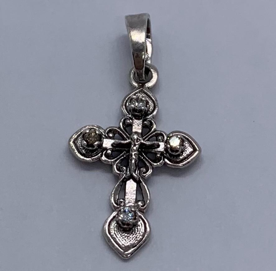 Срібний підвіс-хрест із цирконієм (30078288) 0