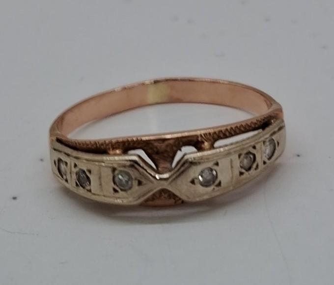 Кольцо из красного и белого золота с цирконием (32319927) 4