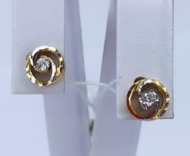 Серьги из красного и белого золота с цирконием (31869620) 0