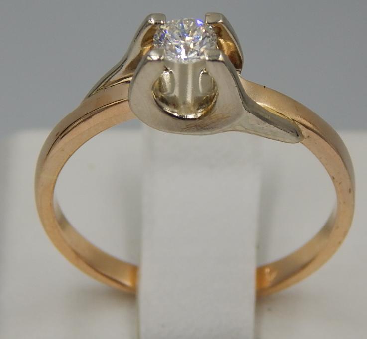 Кольцо из красного и белого золота с бриллиантом (-ми) (30745497) 0