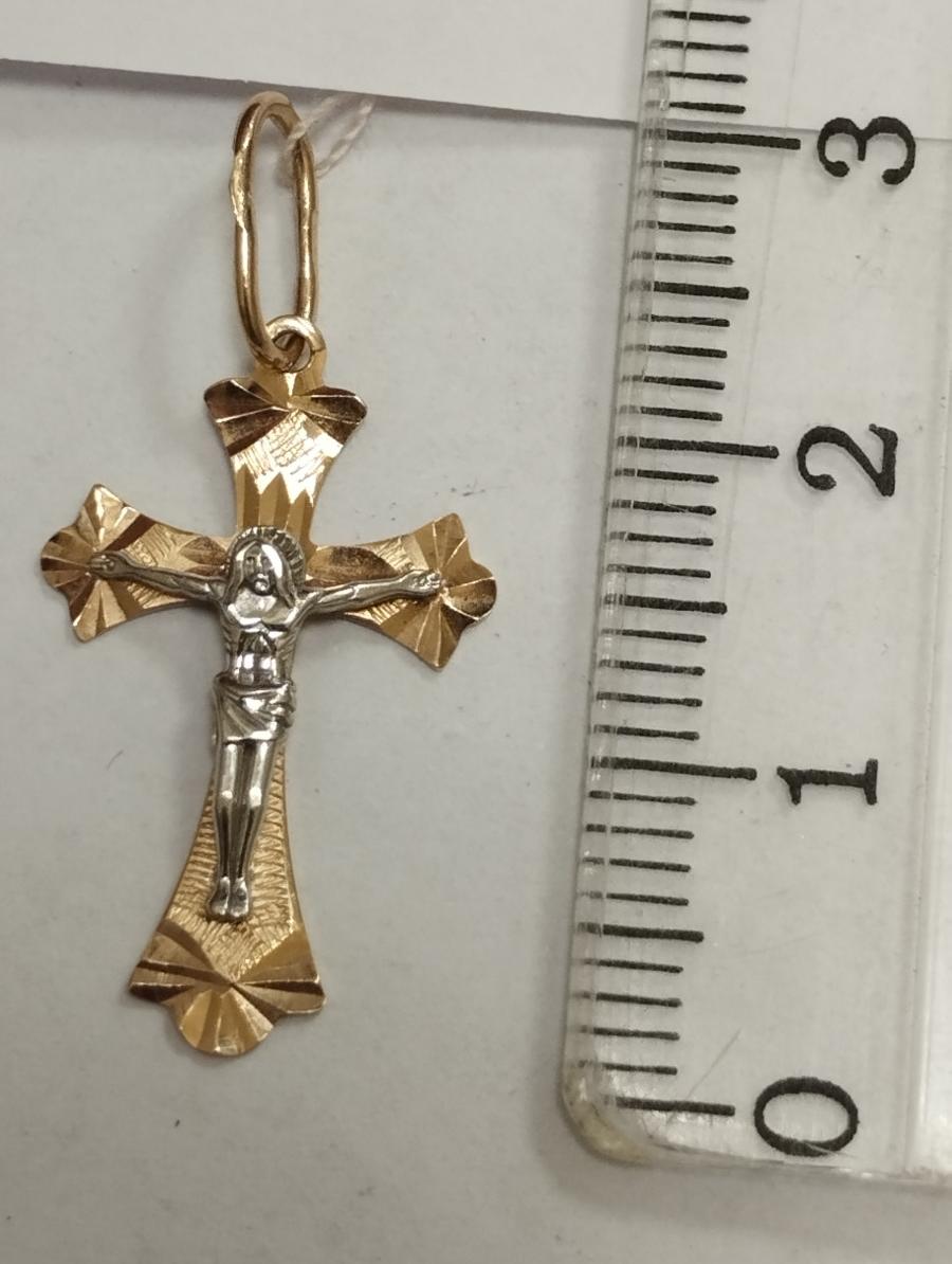 Підвіс-хрест з червоного та білого золота (33830486) 2