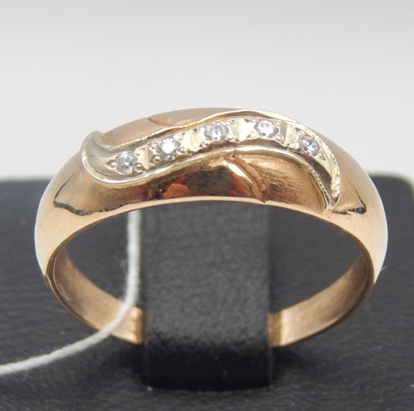 Кольцо из красного и белого золота с цирконием (33670280)  0