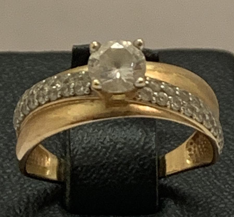 Кольцо из красного золота с цирконием (32236120)  0