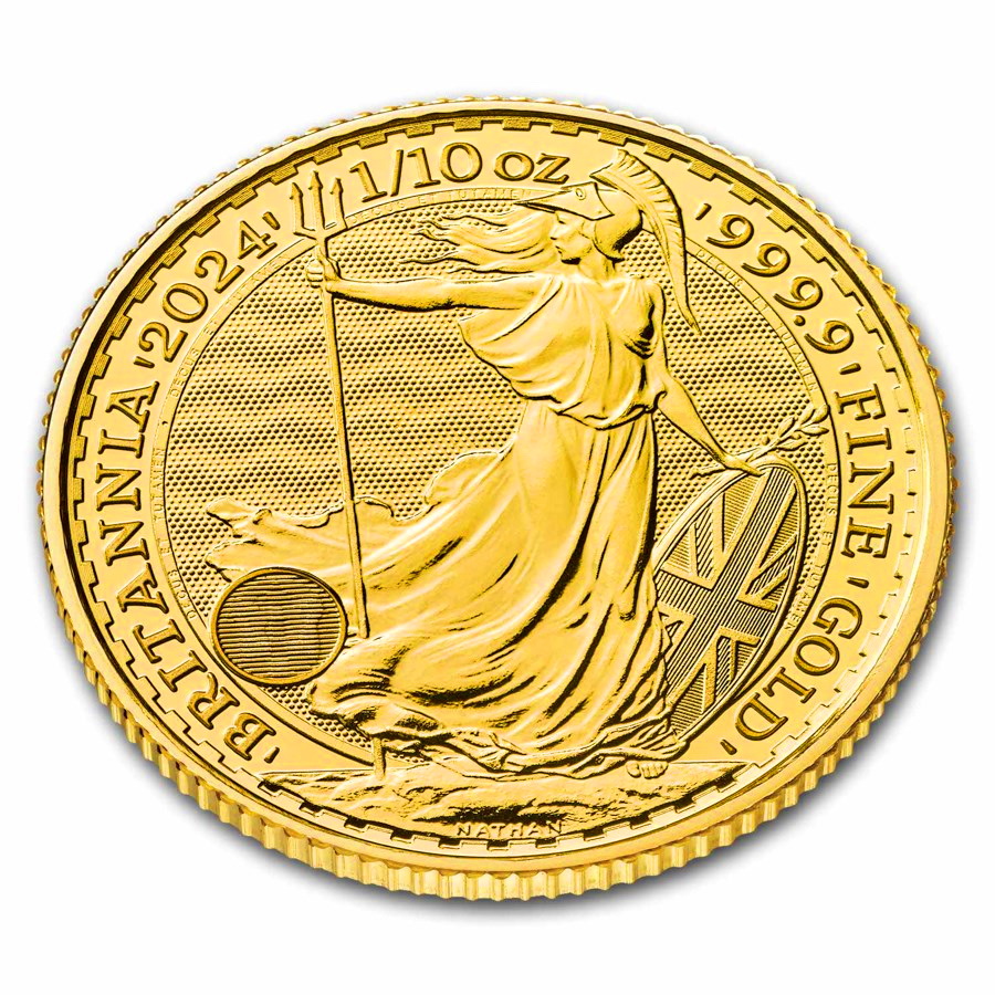 Золотая монета 1/10oz Британия 10 английских фунтов 2024 Великобритания (Король Карл III) (33142386) 2