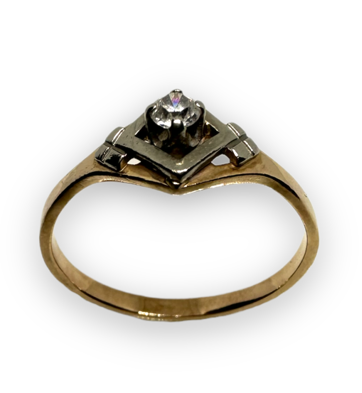 Кольцо из красного и белого золота с цирконием (29861453) 4