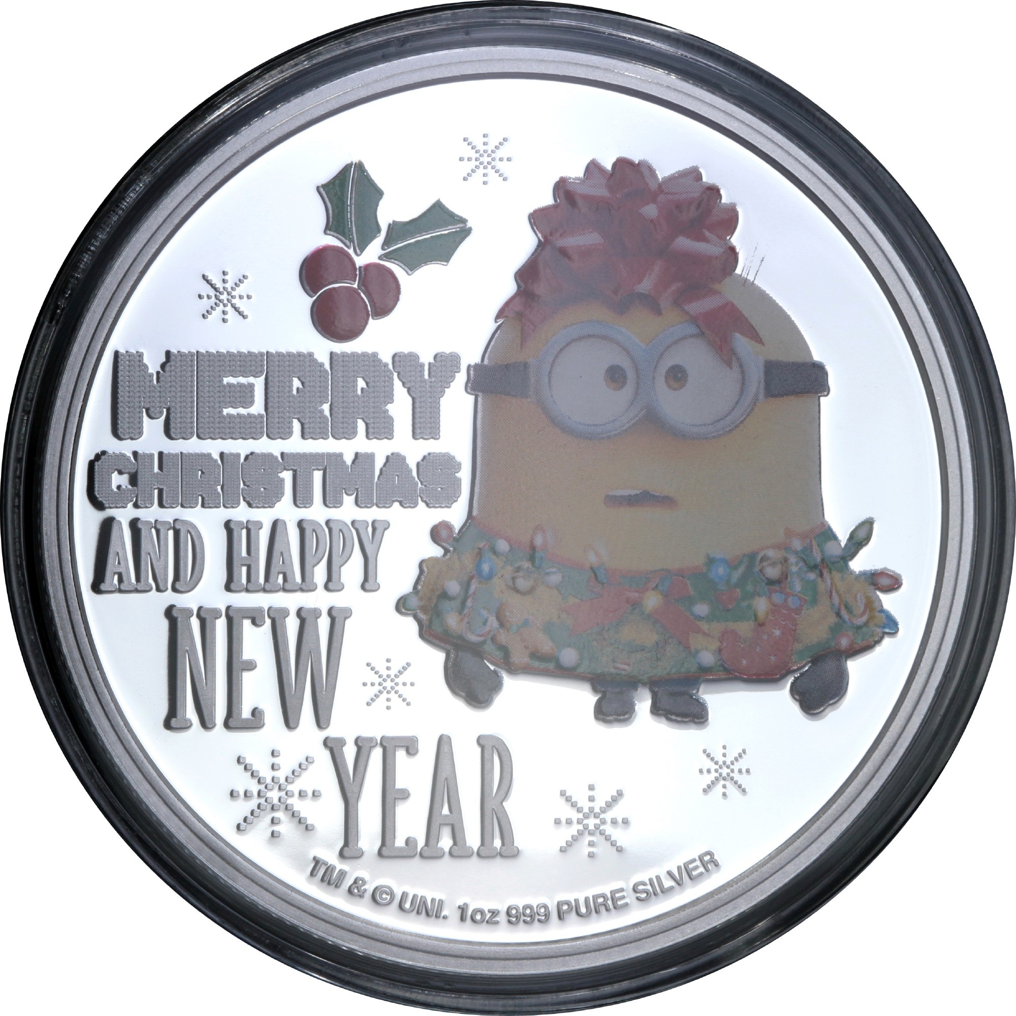 Серебряная монета 1oz Миньон Поздравляет с Рождеством и Новым Годом 2 доллара 2019 Ниуэ (29128574) 2