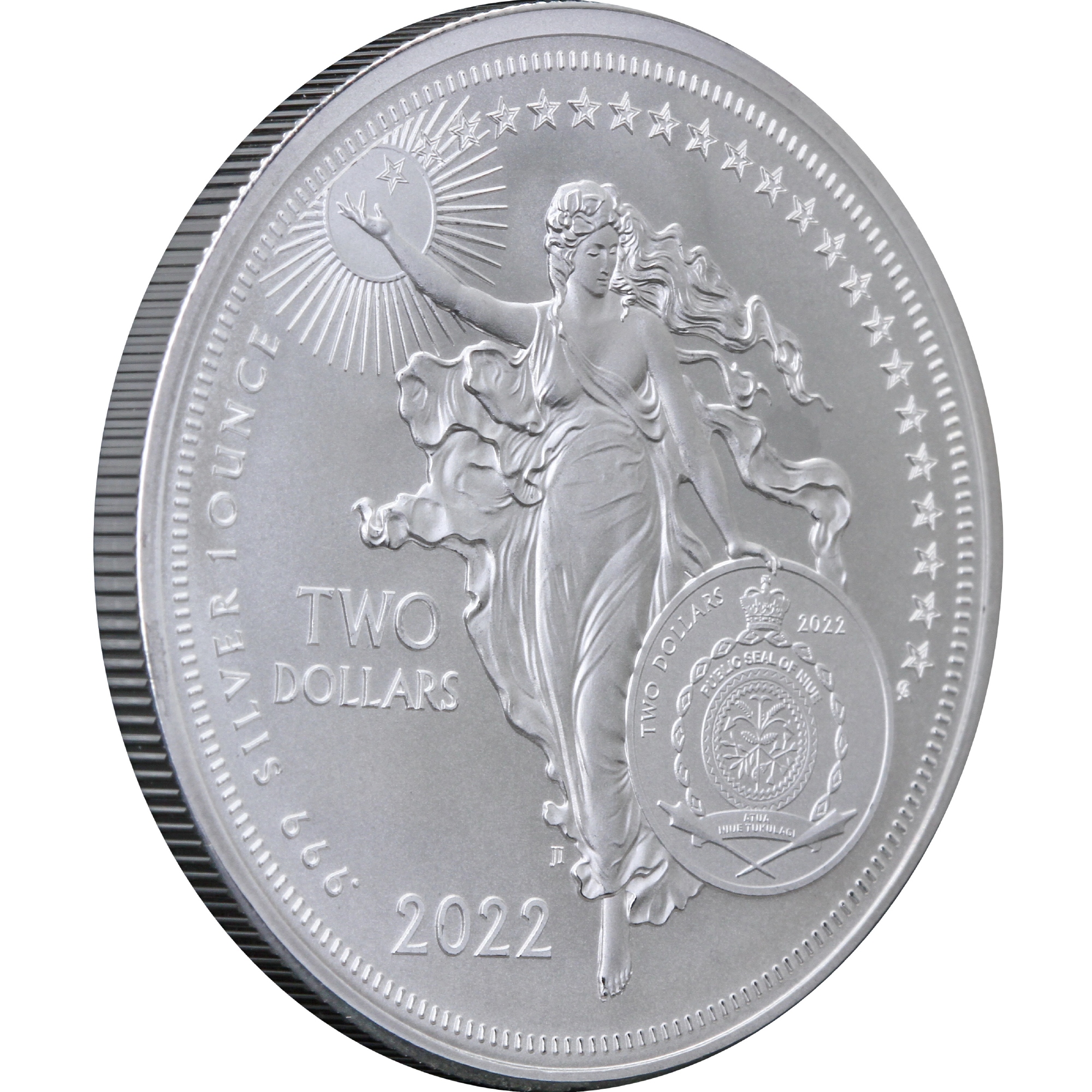 Серебряная монета 1oz Иконы Инноваций: Исаак Ньютон 2 доллара 2022 Ниуэ (29128307) 6